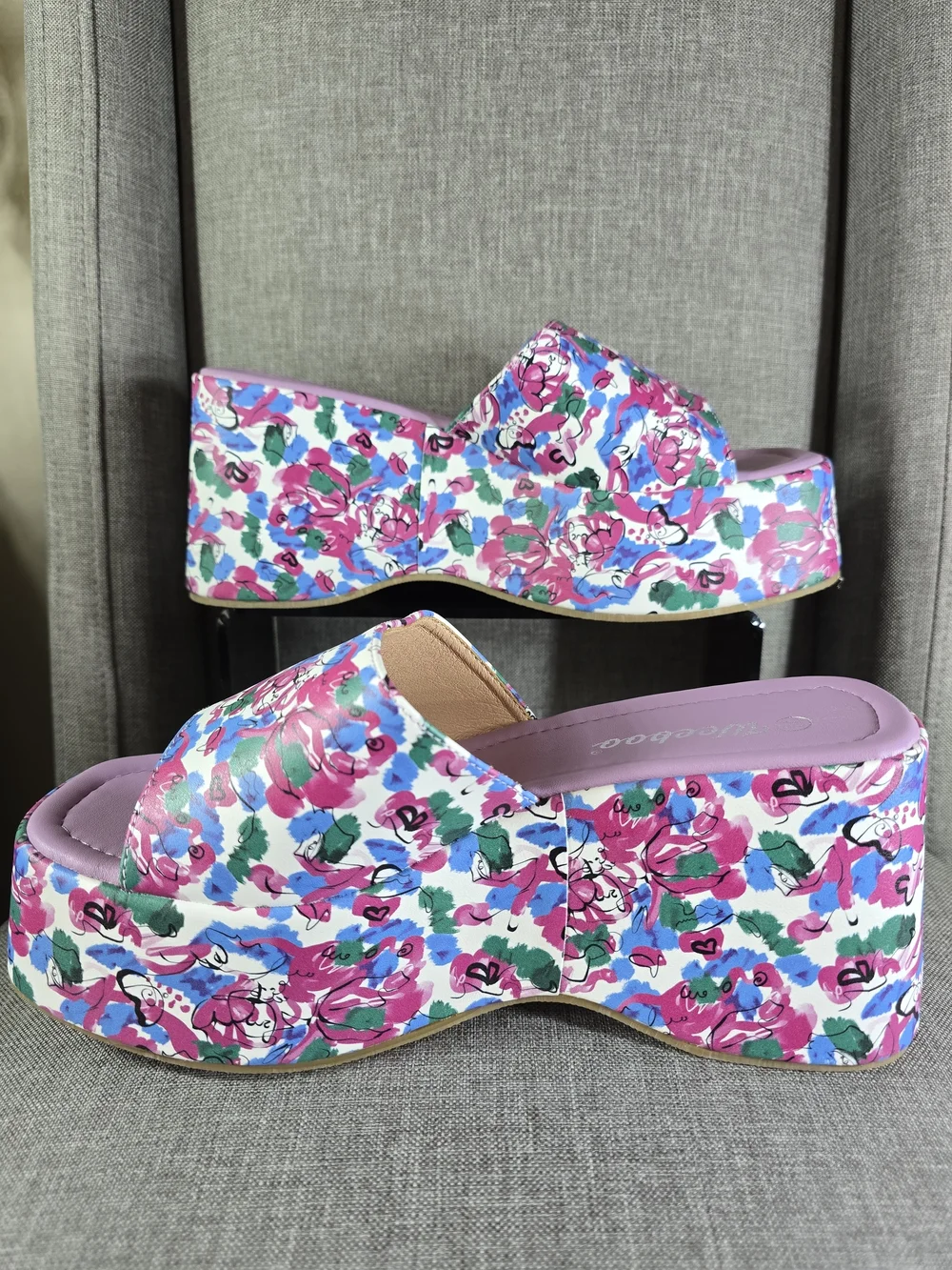 Jena by Weeboo Floral Platform Slide - Pink Lilac